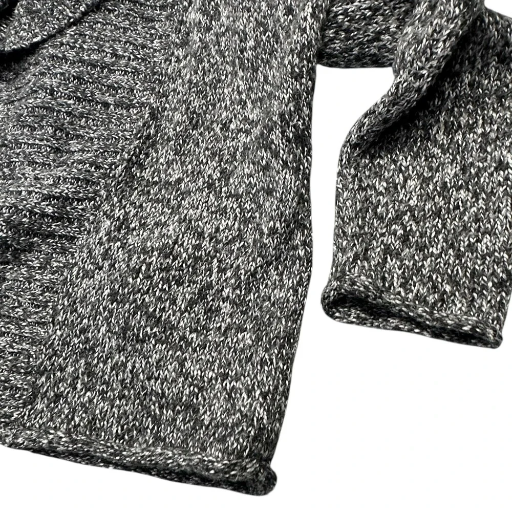 St Johns Bay Sweater Womens P XL Gray Marled Open Front Cardigan Knit Rolled Hem